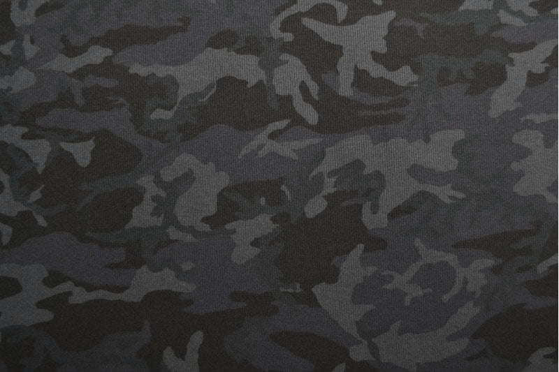 JERSEY  DE COTON COTELÉ (RIB) CAMOUFLAGE NOIR