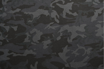 JERSEY  DE COTON COTELÉ (RIB) CAMOUFLAGE NOIR