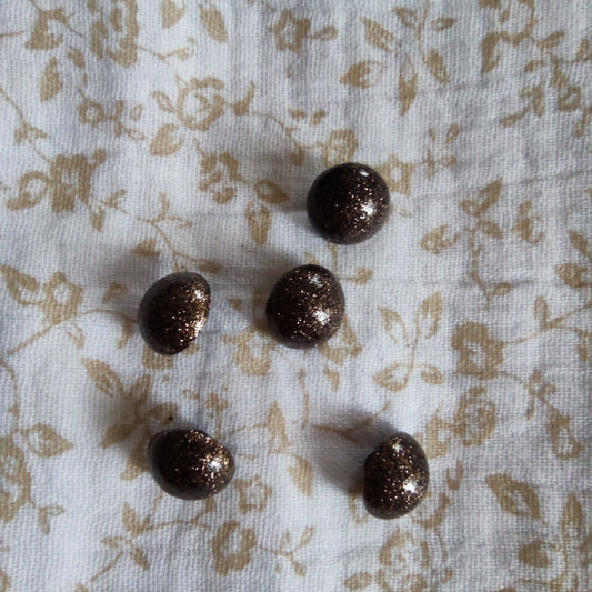 Bouton boule noir paillettes 12mm