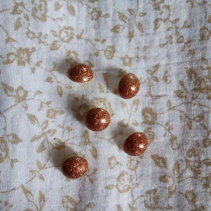 Bouton boule marron paillettes 12mm